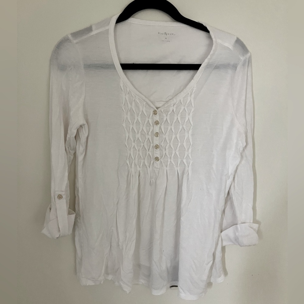 Kim Rogers White Vintage Antique Retro Cardigan Gold Button Sweater